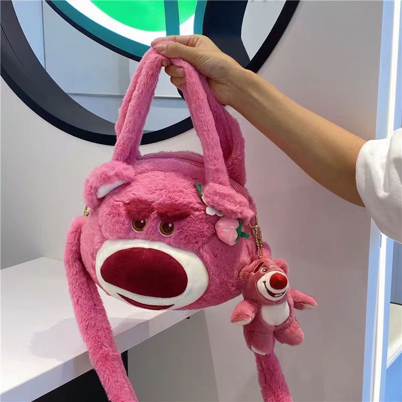 Disney Túi Tote Đeo Vai Cỡ Lớn Hình Chú Gấu / Dâu Tây Nhồi Bông Dễ Thương Cho Nữ Sinh