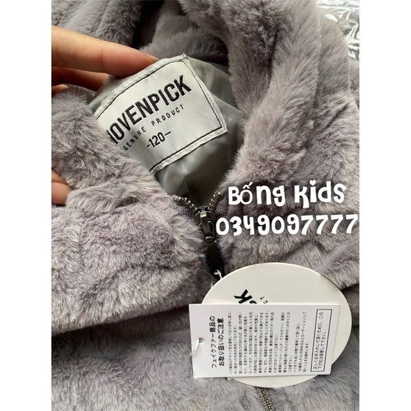 Áo Khoác Lông Bé Gái Đáp Chữ Xuất Nhật