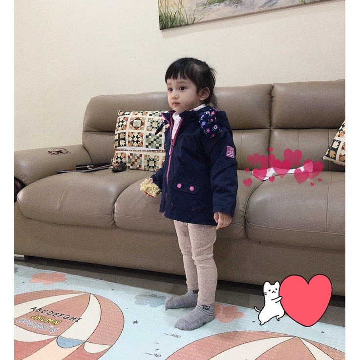 Size 12-18m Áo khoác Parka dư xịn bé gái 4in1 tách thành 2 áo rời nhau