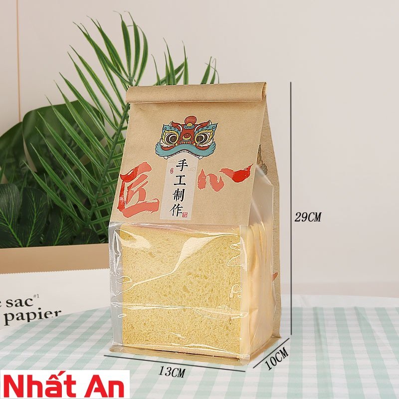 Túi dây gài giấy kraft mặt lân- set 50 túi