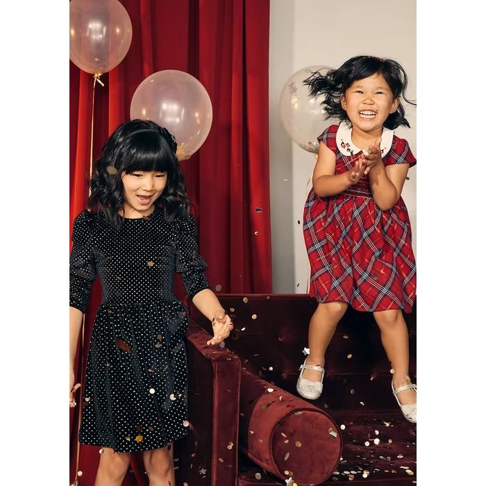 Giày búp bê nơ đen đỏ bạc Matalan _hàng chính hãng authentic