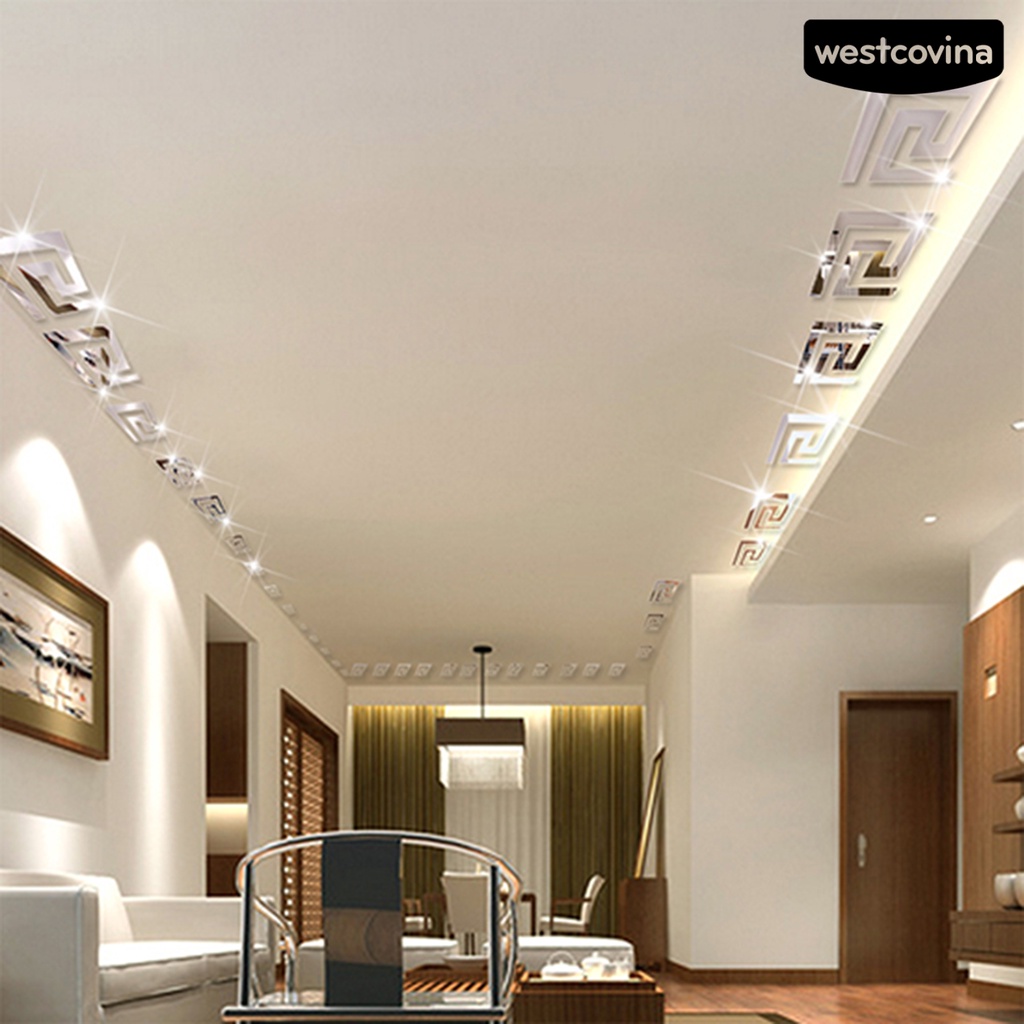 [WEST]⚘Bộ 10 Miếng Dán Acrylic Hiệu Ứng Gương Trang Trí Phông Nền TV Cho Văn Phòng