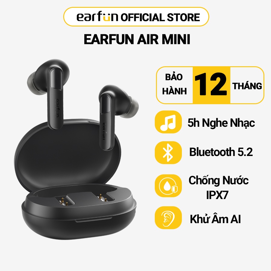  Tai nghe True wireless EarFun Air Mini thời gian nghe 5h, bluetooth 5.2