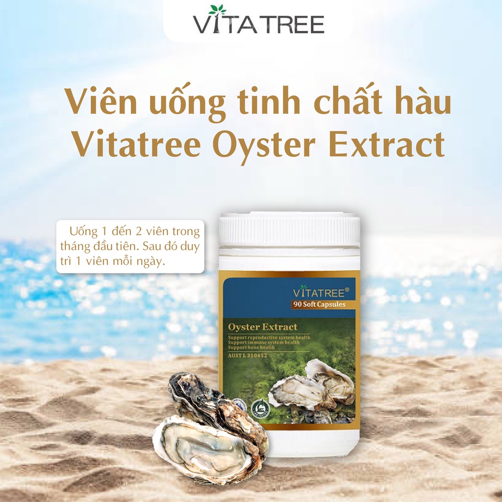 Combo 2 hộp tinh chất hàu Vitatree Oyster Extract 90 viên, tăng cường sinh lý nam của Úc