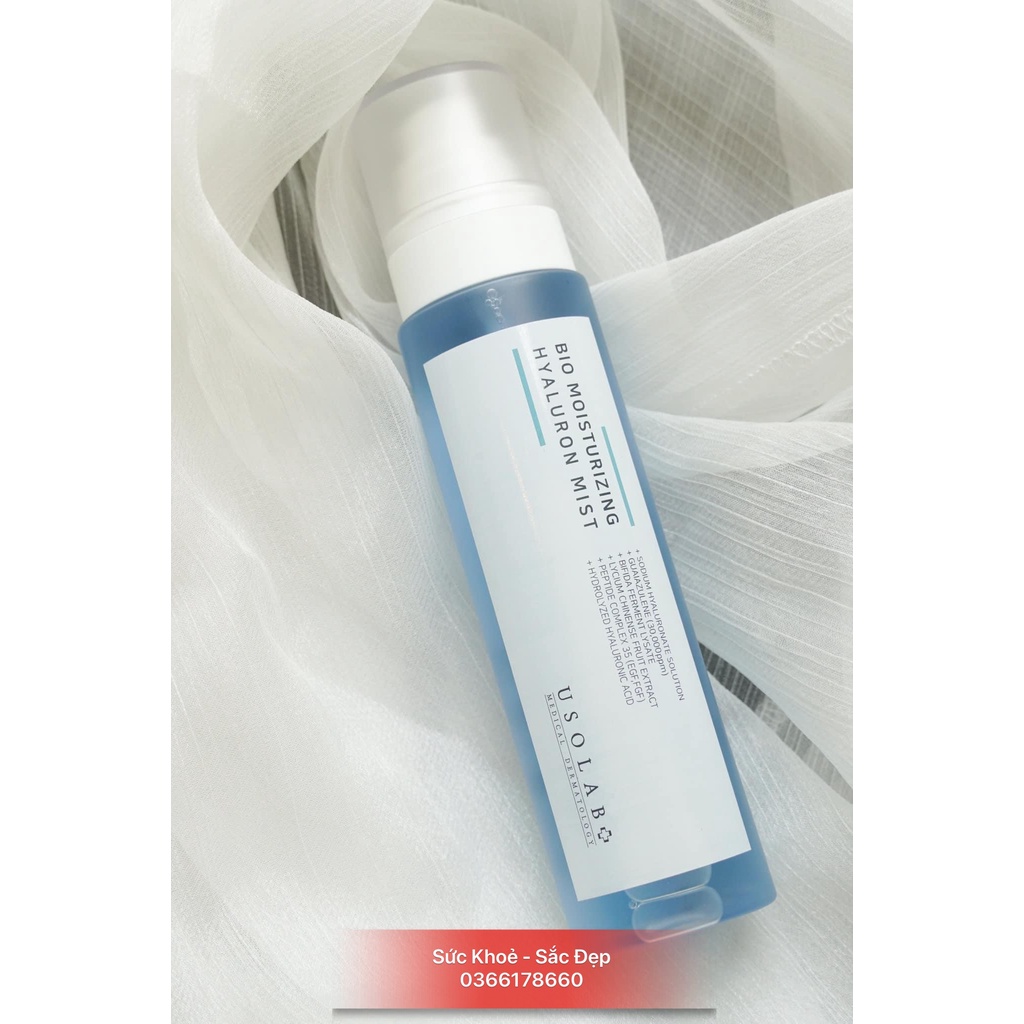 Toner Xịt Khoáng, Nước Cân Bằng Da Cấp Nước Căng Bóng USOLAB Bio Moisturizing Hyaluron Mist 150ml