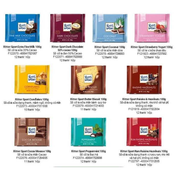 Ritter Sport thanh 100gr
