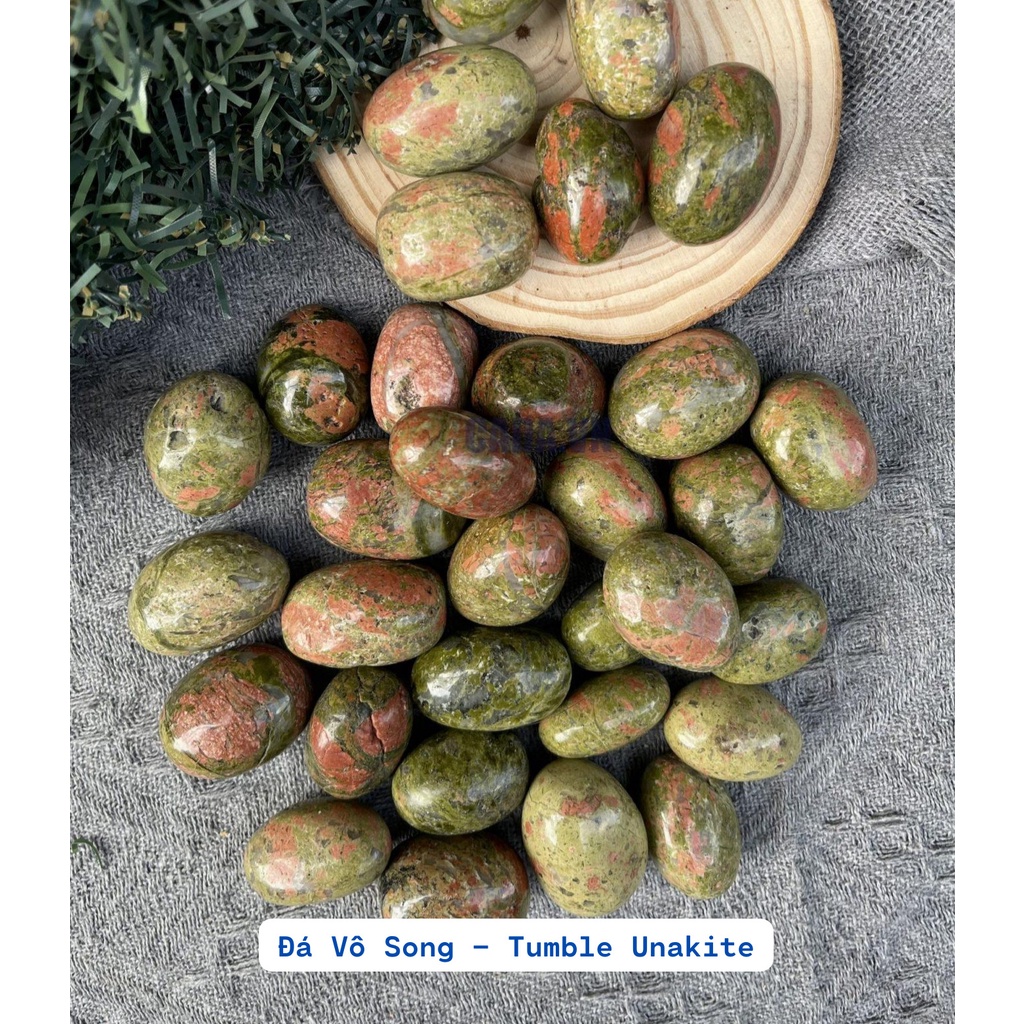 Tumble đá vô song ( Unakite)| Đá thanh tẩy, sưu tầm, healing| CADA DECOR