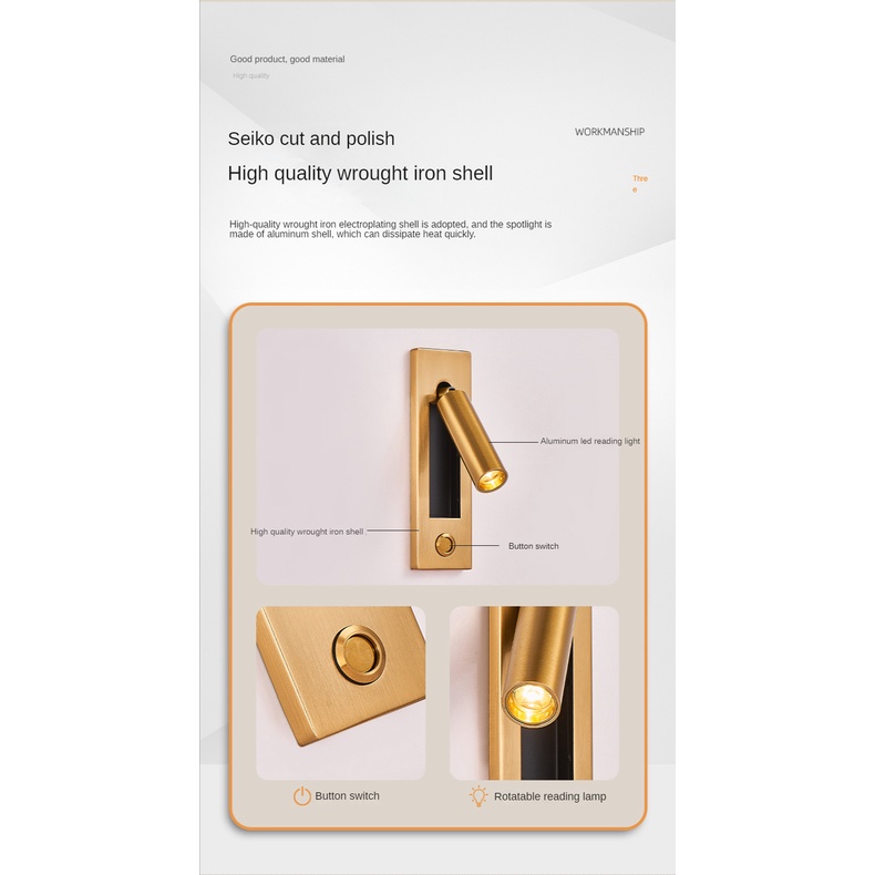 Đèn LED Đọc Sách Gắn Tường Thiết Kế Đơn Giản Hiện Đại