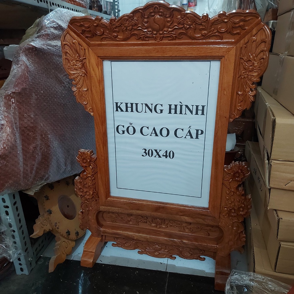 Khung ảnh thờ gỗ hương cao cấp khung hình thờ chạm khắc hoa mai nhiều size