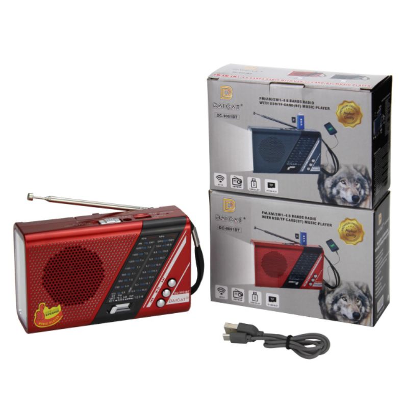 Đài Radio Bắt Bluetooth Radio Cầm Tay - Có Đèn Bin.Bắt đài FM/AM/SW Hỗ Trợ Thẻ Nhớ,USB.Phát Loa To.Nghe Nhạc Miễn Chê.