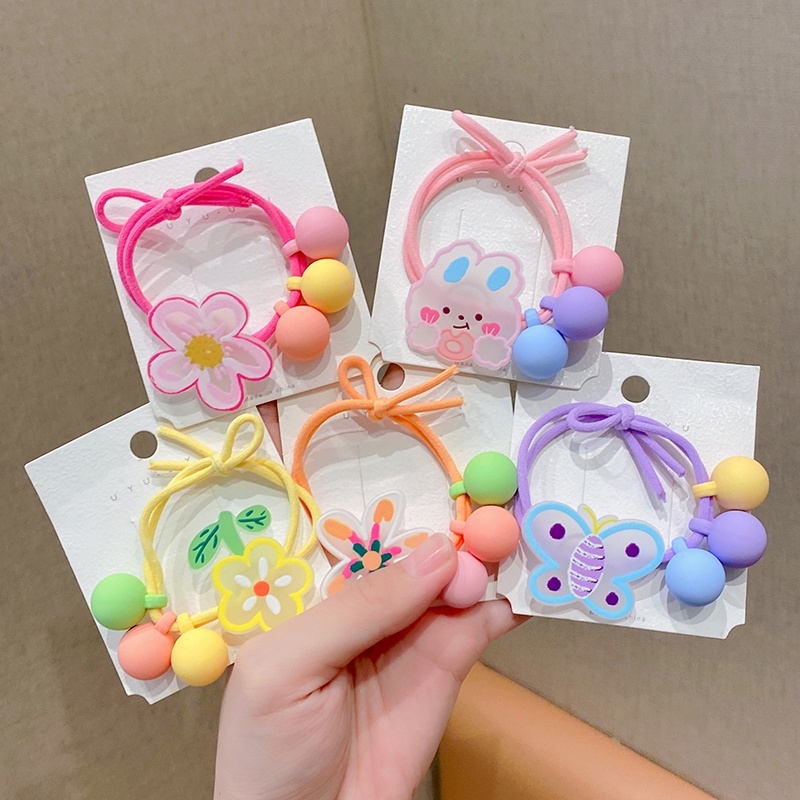 Dây Buộc Tóc Cao Su Co Giãn Hình Hoa Hoạt Hình Dễ Thương Cho Bé Gái