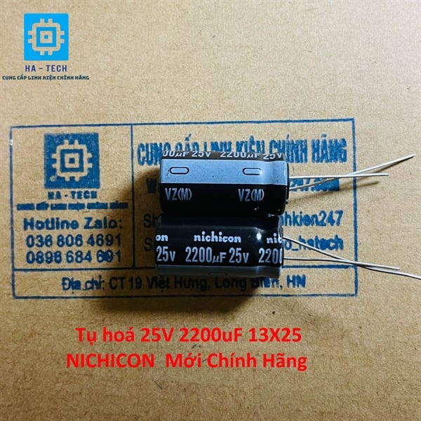 Tụ hoá 25V 2200uF 13X25 Nichicon chính hãng mới 100%