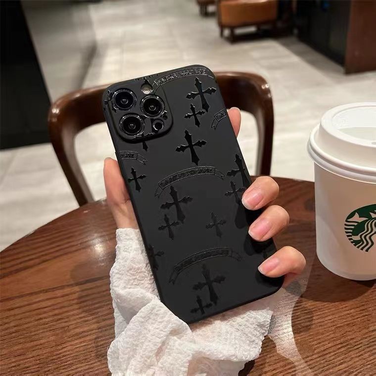 Ốp Điện Thoại Silicon Hình Thánh Giá Màu Đen Cho Iphone 11promax 12pro 13pro 8plus xsmax 13pro 12 xr 78p 8WSQ