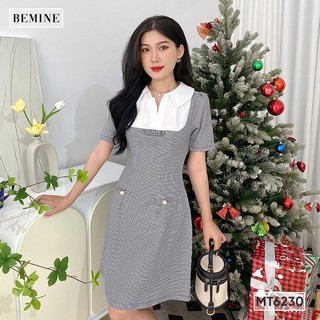 Đầm cổ phối đính nơ ngực tùng xòe BEMINE MT6230