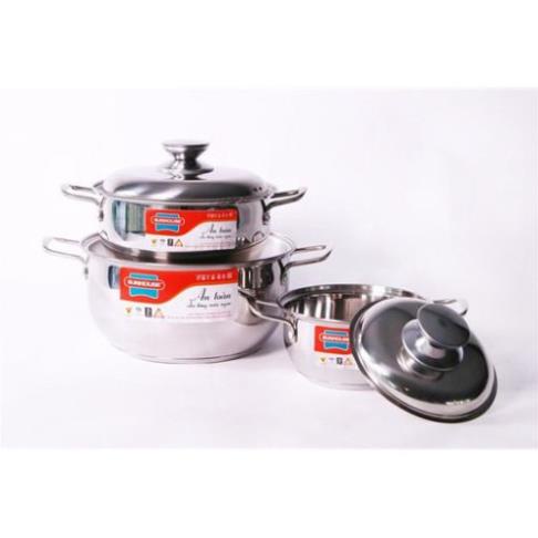 Bộ Nồi SUNHOUSE Inox 3 Đáy SH335 size 16-20-24cm