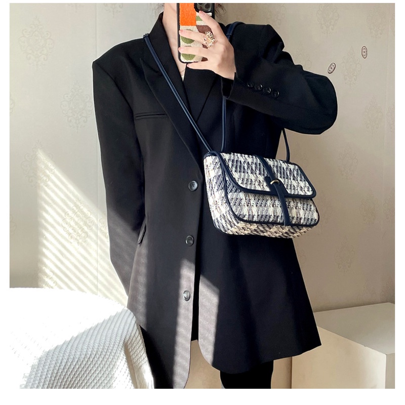 Mischa Túi Đeo Vai Bằng Vải Lông Sức Chứa Lớn Họa Tiết Kẻ Sọc Thời Trang Dành Cho Học Sinh