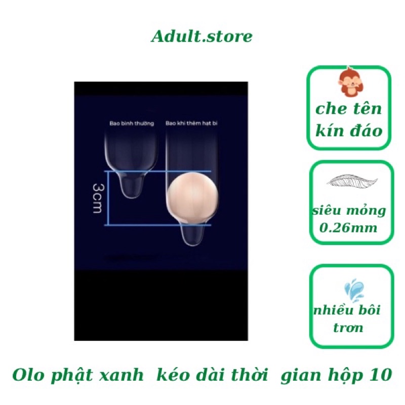 Bao cao su OlO 001 BEAD ENTERING kéo dài thời gian có bi 3cm hộp 10 cái + 1 bi to