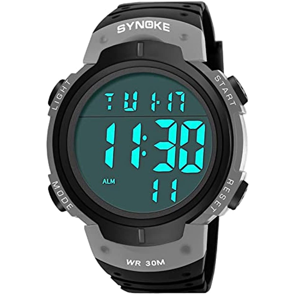 Đồng Hồ Thể Thao Điện Tử Chống Thấm Nước 30m Có Đèn LED Nền Đen Dành Cho Nam