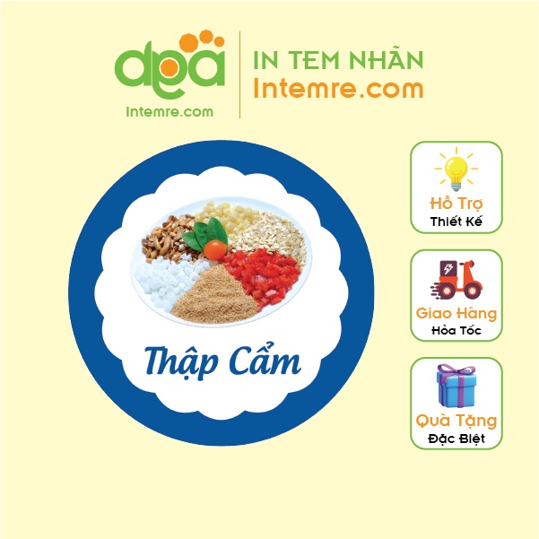 100 Tem Nhãn Giấy Decal Dán Intemre.com Bánh Trung Thu Hình Tròn 3cm - Mẫu 1,2,3