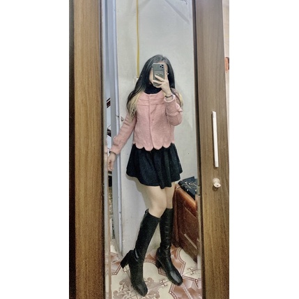 ÁO DẠ HỒNG TAY NƠ