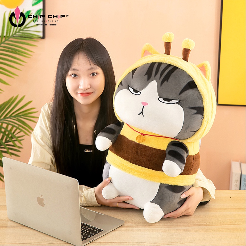 Cặp đôi thú nhồi bông chó mèo hoàng thượng đội lốt ong mập dễ thương cho bé