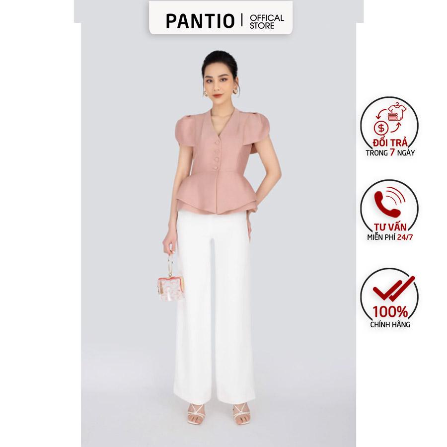 FAD1488 - Áo vest ngắn tay công sở vải tafta dáng peplum tay xẻ bán nguyệt - PANTIO