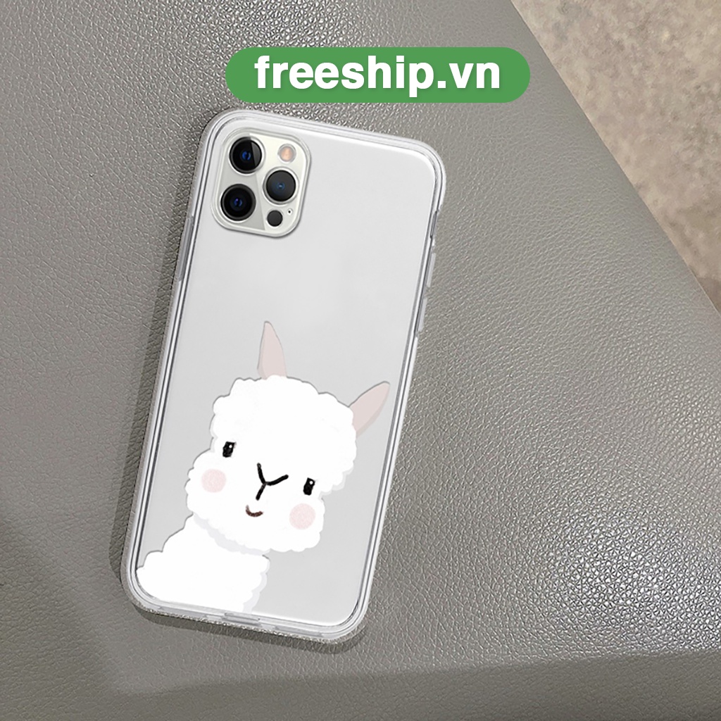 Ốp điện thoại iphone cừu trắng má hồng ngơ ngác cạnh vuông cho 6/6splus/7/7plus/8/8plus/x/xr/xs/11/12/13/14/pro/max