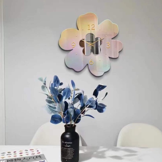 ❤Đồng Hồ Treo Tường Mặt Gương Acrylic Màu Sắc Hoa Nhài Phong Cách Bắc Âu