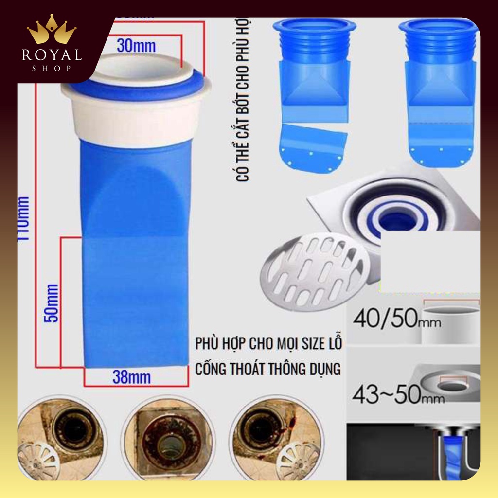 Bộ van ngăn mùi hôi cống kèm nắp nhựa, phụ kiện phễu cao su Silicon thoát sàn nhà tắm phòng vệ sinh chống côn trùng