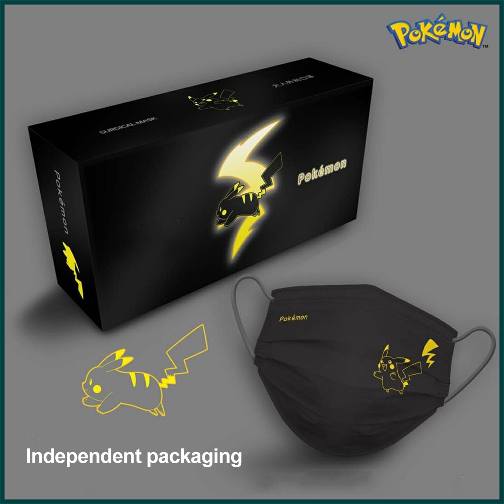 Set 10 Khẩu Trang 3 Lớp Sử Dụng Một Lần In Hoạt Hình Pokemon