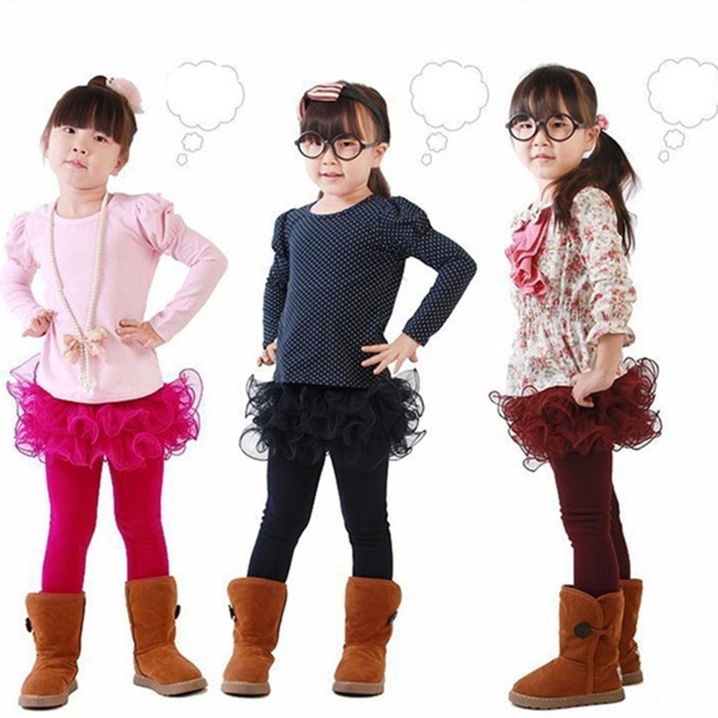 Quần Legging Phối Nhung Dày Ấm Áp Thời Trang Thu Đông Cho Bé