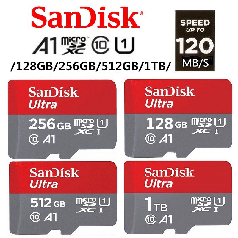 Thẻ Nhớ Sandisk Ultra 256GB 1TB 512GB 1TB MicroSD 120MB / s Tốc Độ Cao Cho Máy Chơi Game Nintendo Switch 256GB