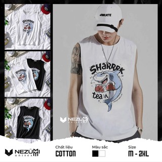 (Sẵn đấm bốc trắng XL) ÁO GYM TANK TOP UNISEX NAM NỮ, ÁO BA LỖ  CÁ MẬP ĐẤM BỐC