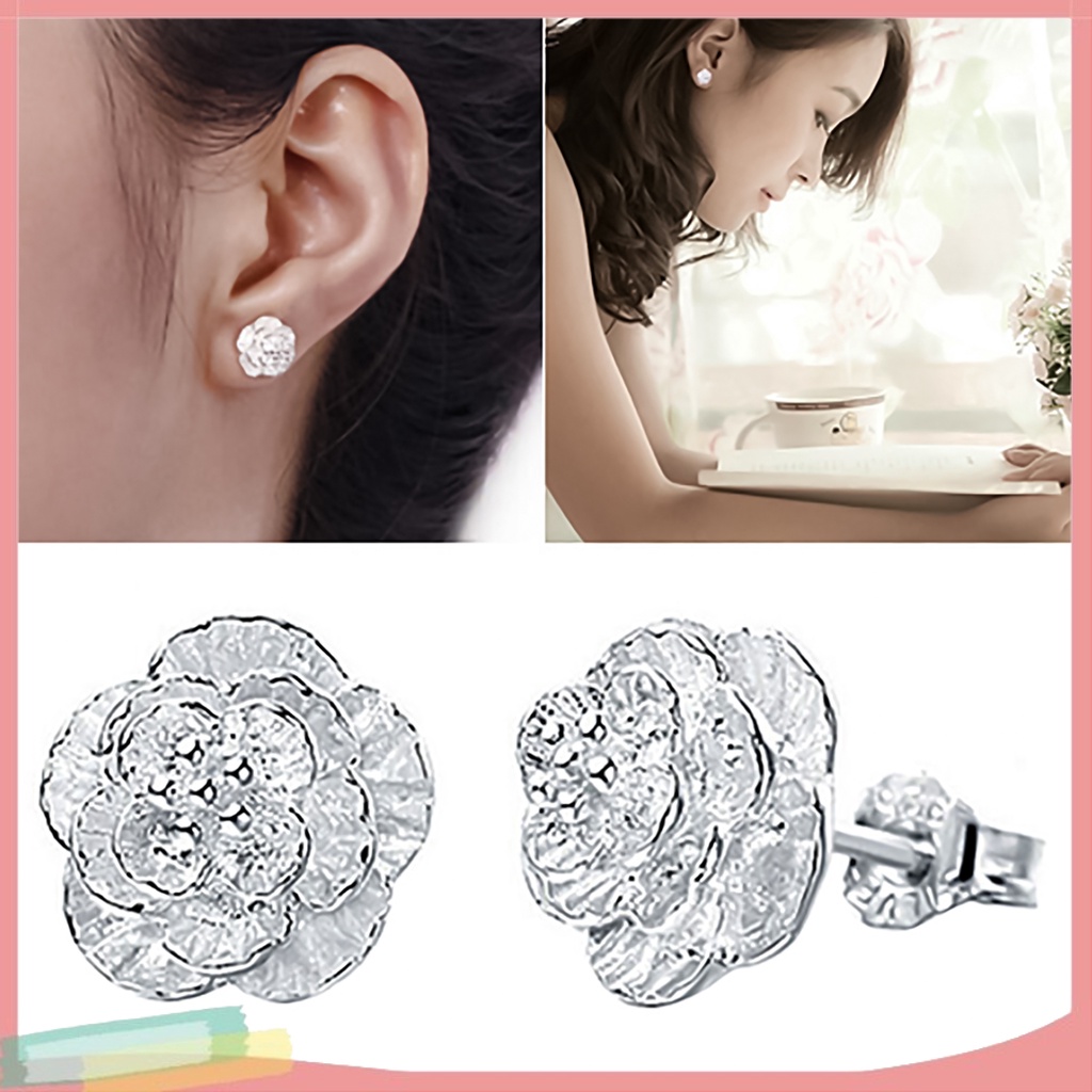 Đôi khuyên tai mạ bạc hình hoa thời trang cho nữ