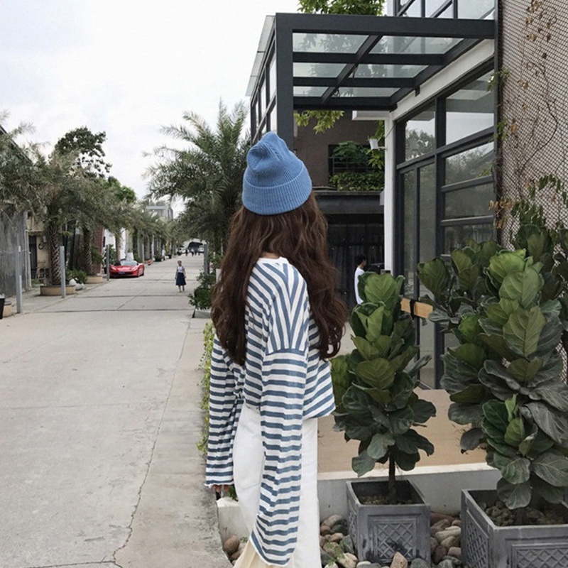 PunkyRabbit Phụ nữ dài tay áo thun sọc cổ tròn mùa xuân và thu hút mồ hôi mỏng thoáng khí phụ rời