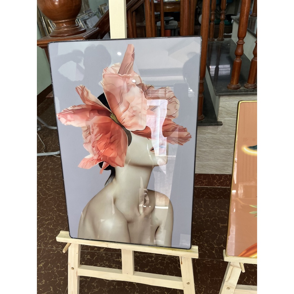 H32 Tranh Treo Tường Bộ 3 Cô Gái Và Hoa Hồng Trang Trí Treo Phòng Khách/ Ngủ/ Khách Sạn/ Quà Tặng khai trương SPA Decor