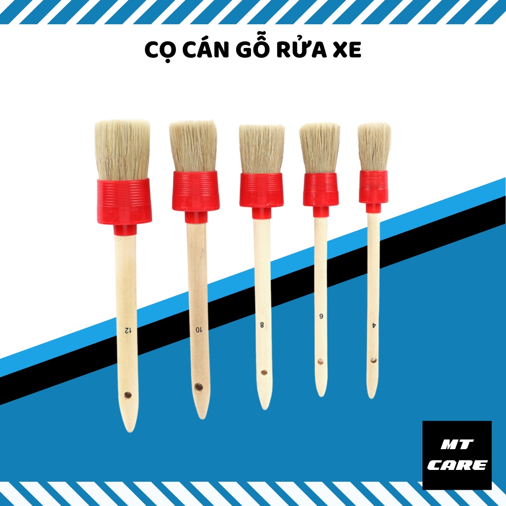 Cọ rửa xe - Chổi lông heo Detailing cán gỗ vệ sinh đa năng, chăm sóc Ô ...