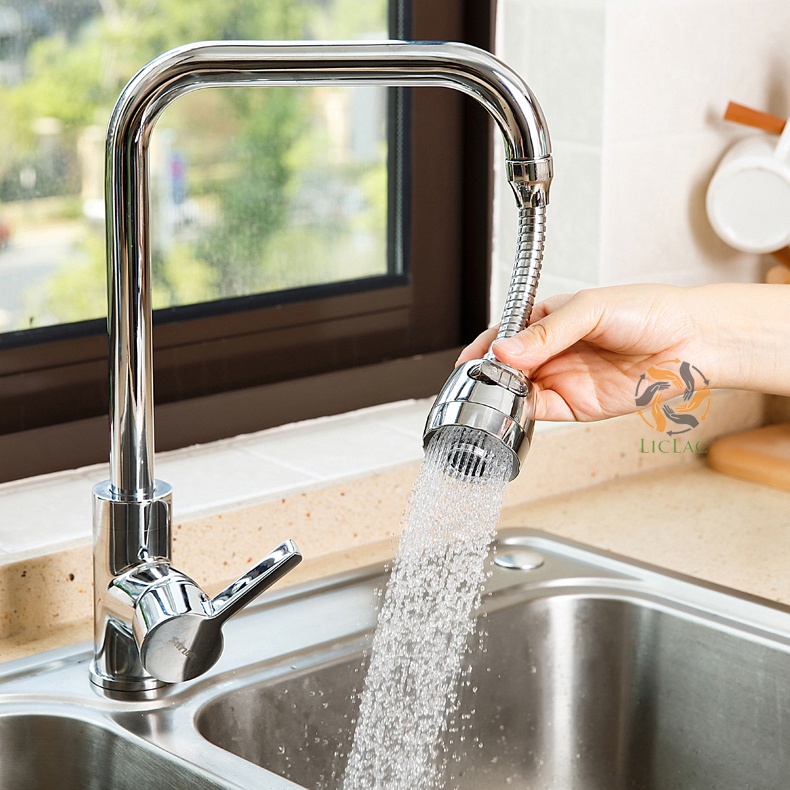 Đầu vòi rửa chén TĂNG ÁP 2 chế độ lò xo cứng làm bằng INOX 304 giúp giữ vị trí khi xoay, Đầu vòi nước Xoay 360 độ