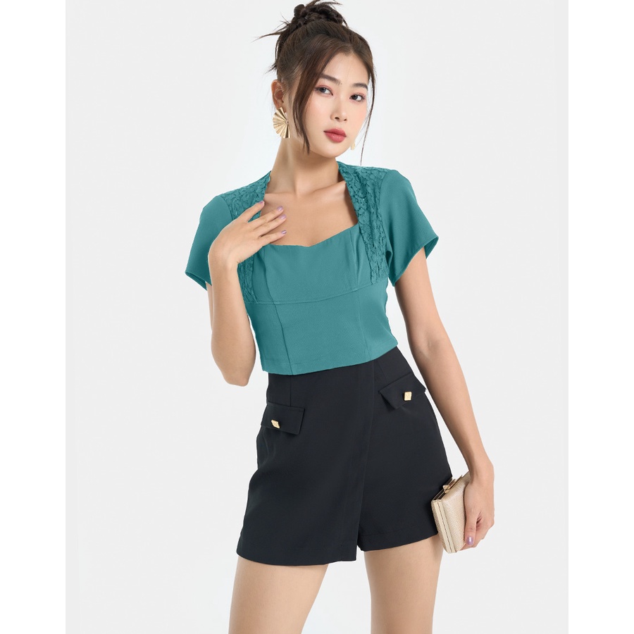 Áo Croptop Nữ Thời Trang JUNO Phối Ren JNAKI021