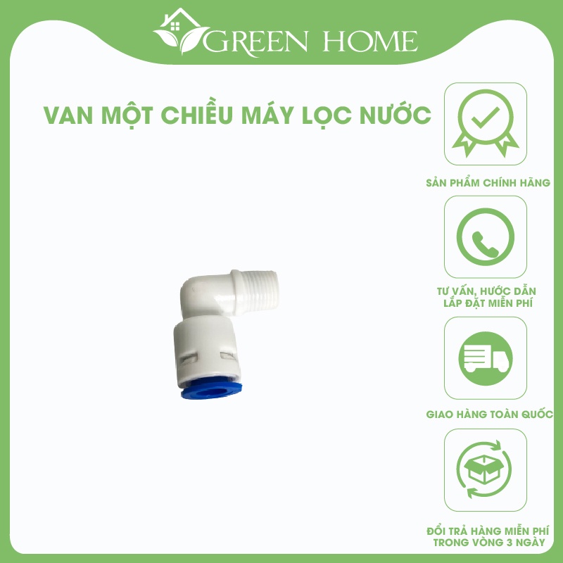 Van 1 chiều, van co vuông của máy RO 1 đầu ren 10-1 đầu dây 6