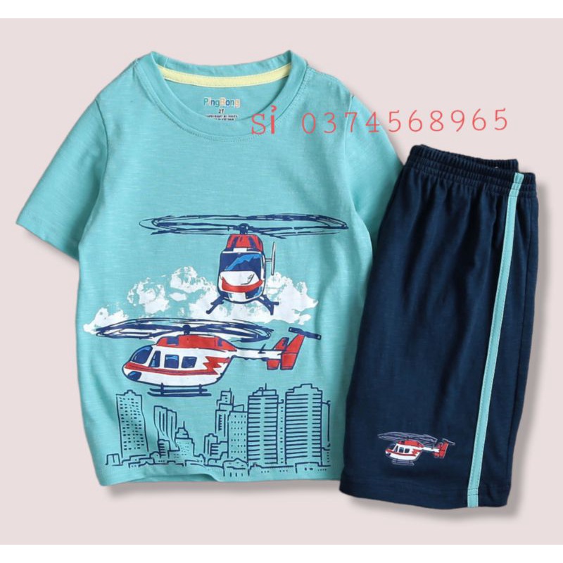 Bộ bé trai VNXK chất cotton mịn đẹp cho bé từ 12kg đến 38kg