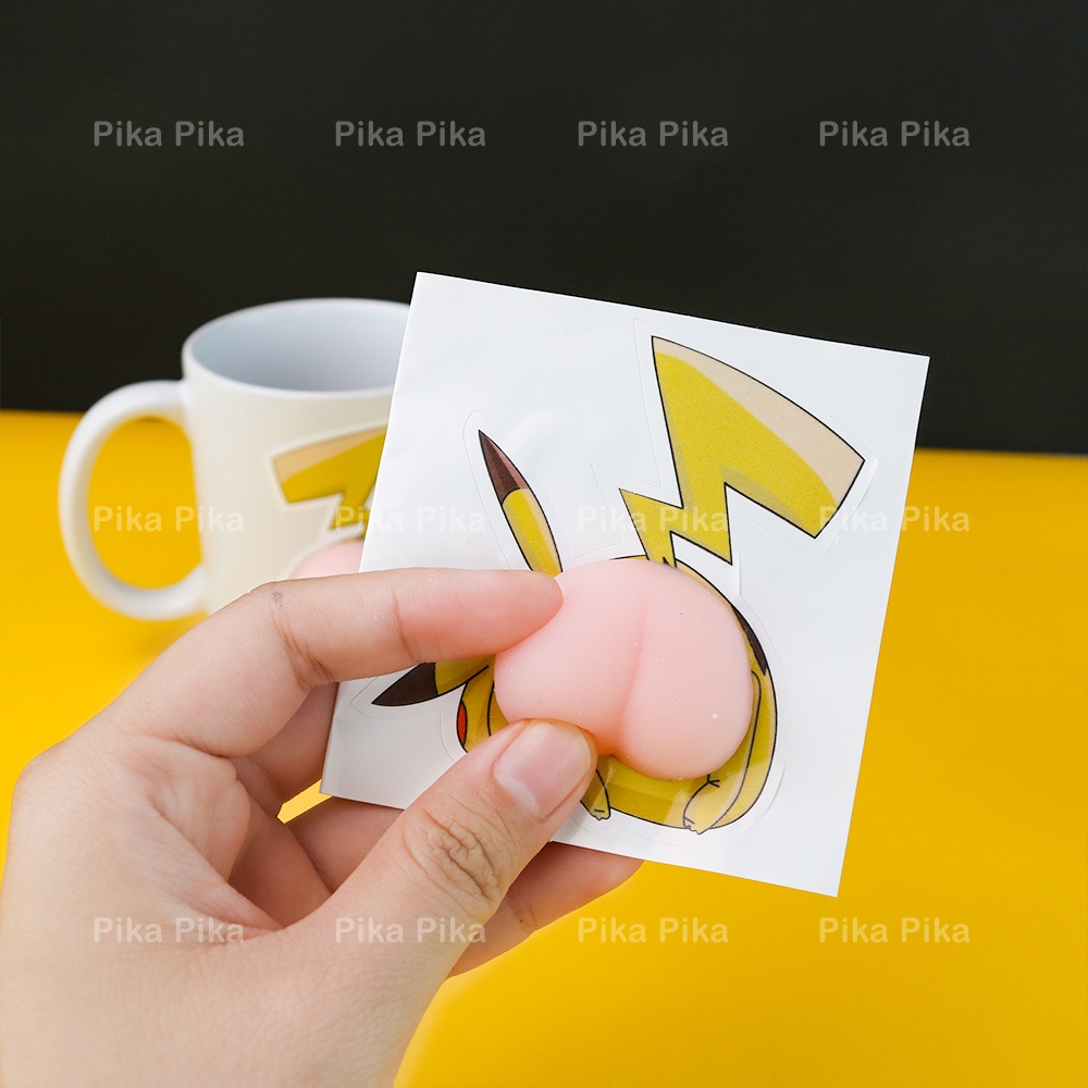 Set 2 cái sticker decal mông PIKACHU trang trí xe ô tô, tủ lạnh,,... chống va đập mạnh dễ thương cute PK0021 TooYoo