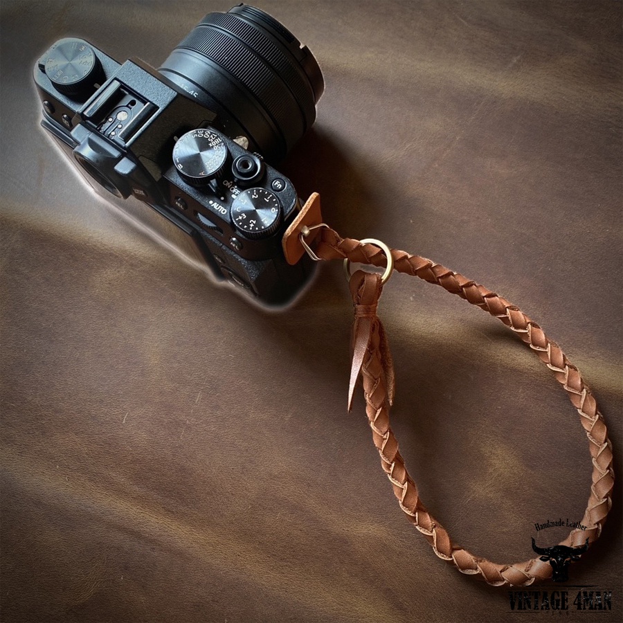 Dây Đeo Máy Ảnh Cầm Tay Da Bò Đan Thủ Công Vintage