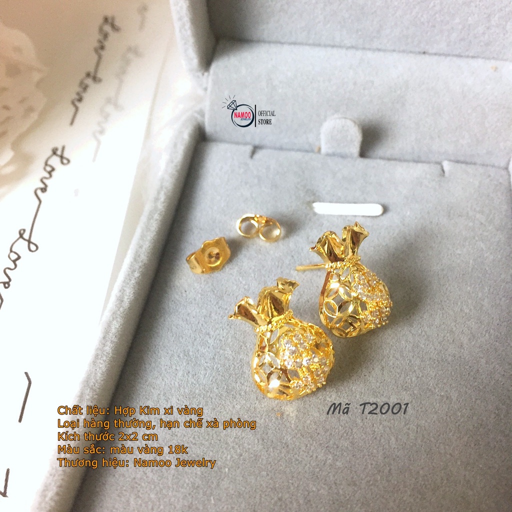 Khuyên Tai Nữ T2001 Mạ Vàng, Khuyên Nút Nụ