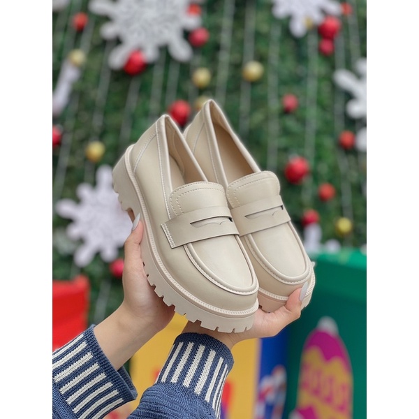 Giày Loafer nữ đế cao 4 phân - Giày da mềm - Bí Kíp Hack Dáng