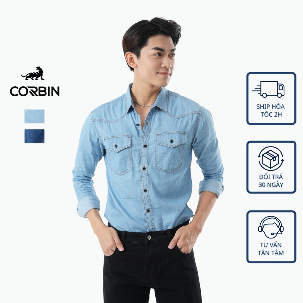 Áo sơ mi bò, sơ mi jean nam CORBIN cao cấp