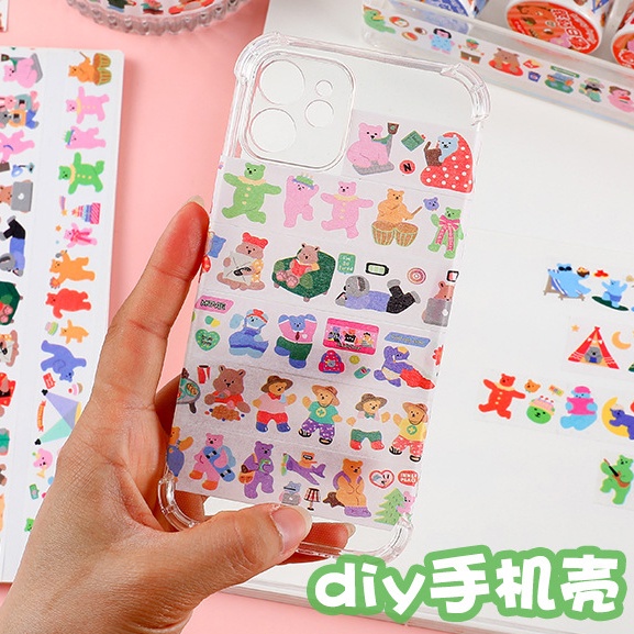 Băng Keo Dán Trang Trí Nhật Ký Hình Gấu Hoạt Hình Dễ Thương DIY