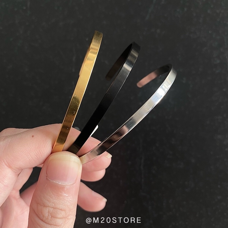 Vòng Tay Dạng Kiềng Bằng Thép Titan Chống Gỉ,Vòng Tay Cuff M20store Dễ Phối Bền Đẹp Đơn Giản Basic