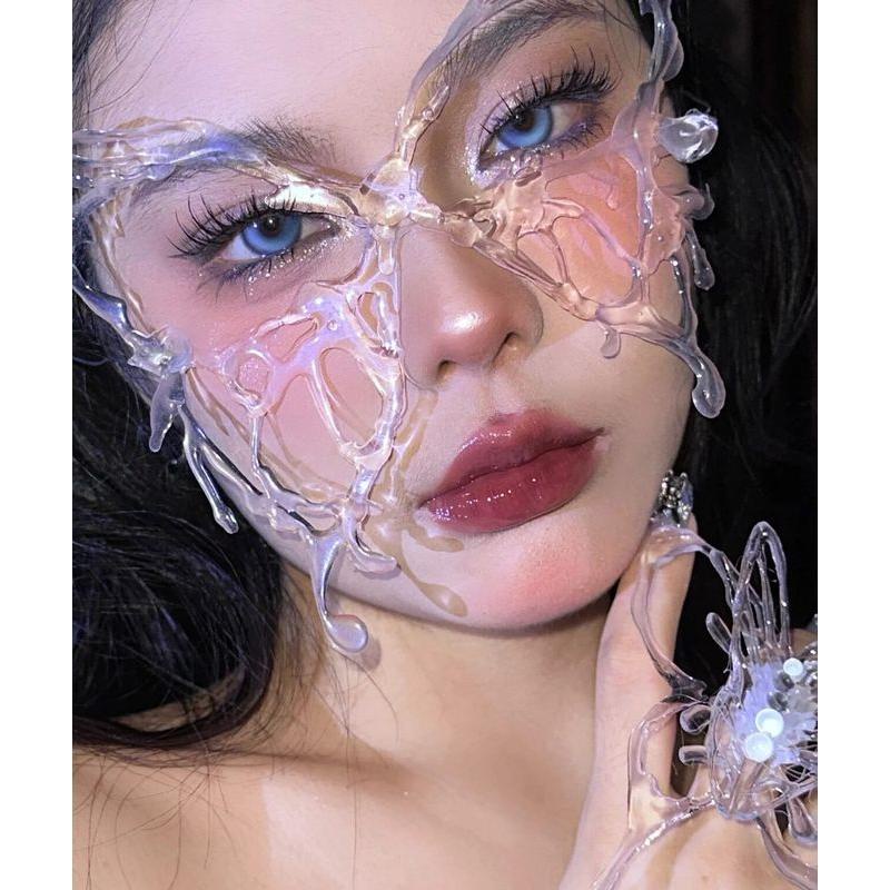 Mặt Nạ Hóa Trang Halloween Che Nửa Mặt Trong Suốt Hình Bướm Độc Đáo