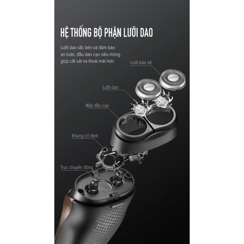 Máy Cạo Râu FLYCO 2 Lưỡi Kép Thân Máy Kháng Nước Sạc Nhanh 1 Giờ FS888VN chính hãng FLYCO Việt Nam